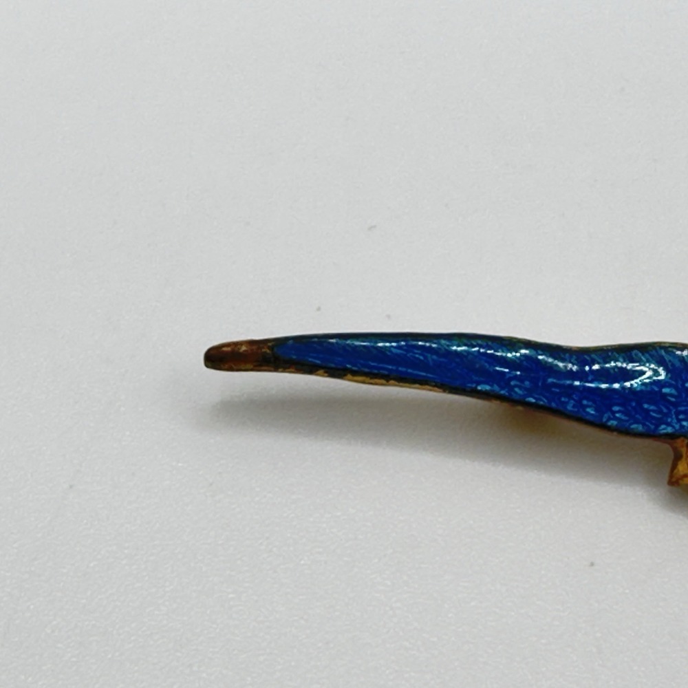 Antique Victorian Bluebird Swallow Pin Brooch Guilloche Enameled 2.5" - Picture 5 of 10